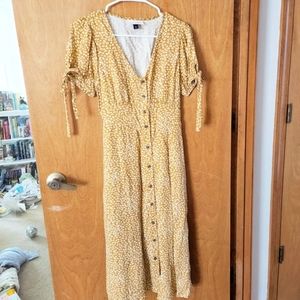 Universal thread mustard yellow floral cottagecore prairie dress boho